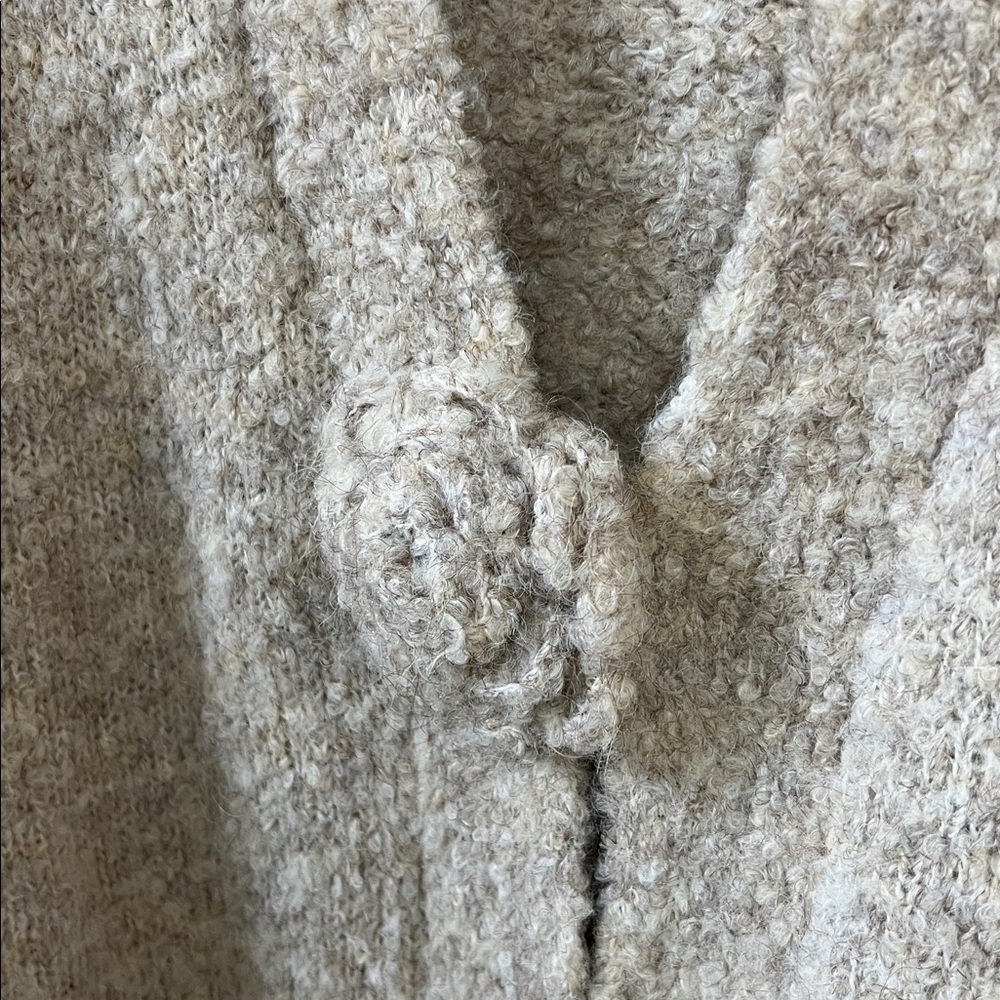 For Love and Lemons Song Duster Cardigan Fuzzy Fluffy Chunky Neutral Tan Taupe S - Picture 4 of 13